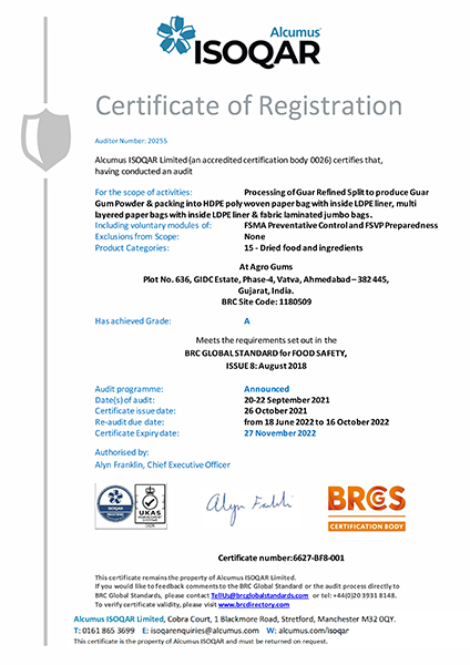 BRCGS Certificate